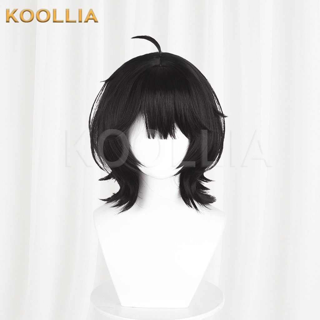 Paper Bride 9 Zhao Muxun Solid Black Wolf Tail Short Wig 3D Ahoge Realistic Scalp Top Basic Wig