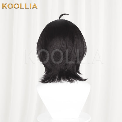 Paper Bride 9 Zhao Muxun Solid Black Wolf Tail Short Wig 3D Ahoge Realistic Scalp Top Basic Wig