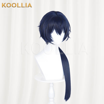 Under One Person Zhuge Qing Dark Navy Blue Wig Integrated Long Straight Ponytail Realistic Scalp Top Basic Wig