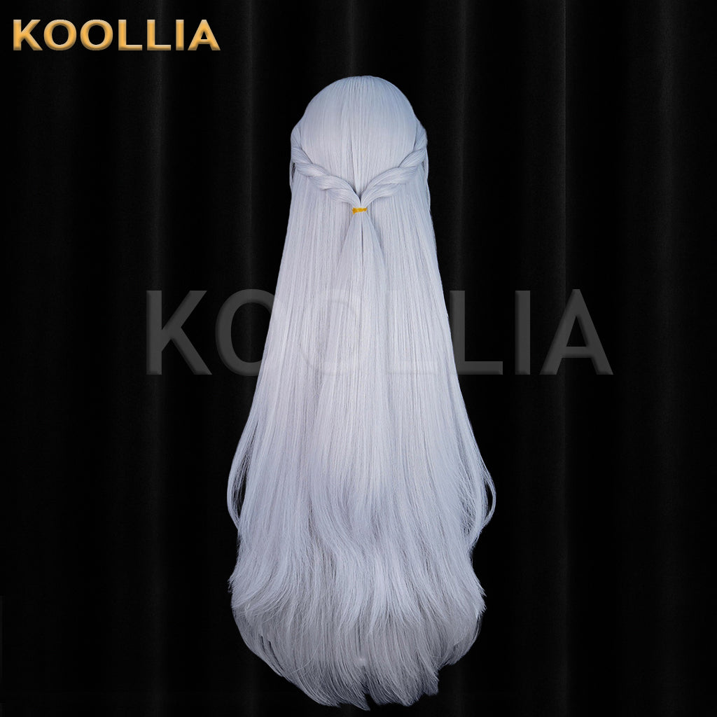 Zenless Zone Zero Alda Silver‑Grey Wig Pre‑Braided Half‑Tied Extra‑Long Straight Hair Realistic Scalp Top Basic Wig