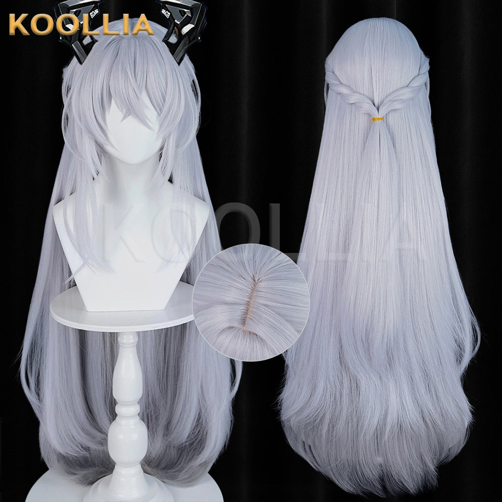 Zenless Zone Zero Alda Silver‑Grey Wig Pre‑Braided Half‑Tied Extra‑Long Straight Hair Realistic Scalp Top Basic Wig