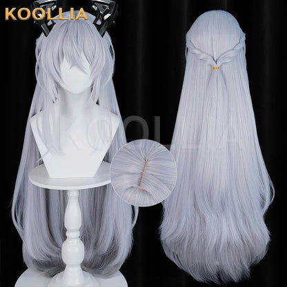 Zenless Zone Zero Alda Silver‑Grey Wig Pre‑Braided Half‑Tied Extra‑Long Straight Hair Realistic Scalp Top Basic Wig