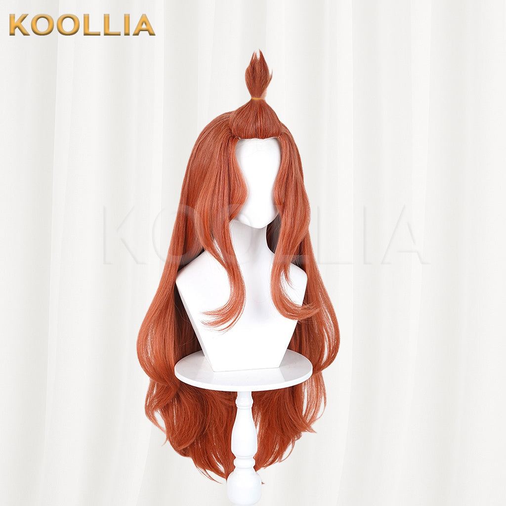 Vtuber Alko NikoNeko Wig Warm Caramel Reddish‑Brown Extra‑Long Big Wave Curly Hair Edge‑Wrapped Hairline Basic Wig