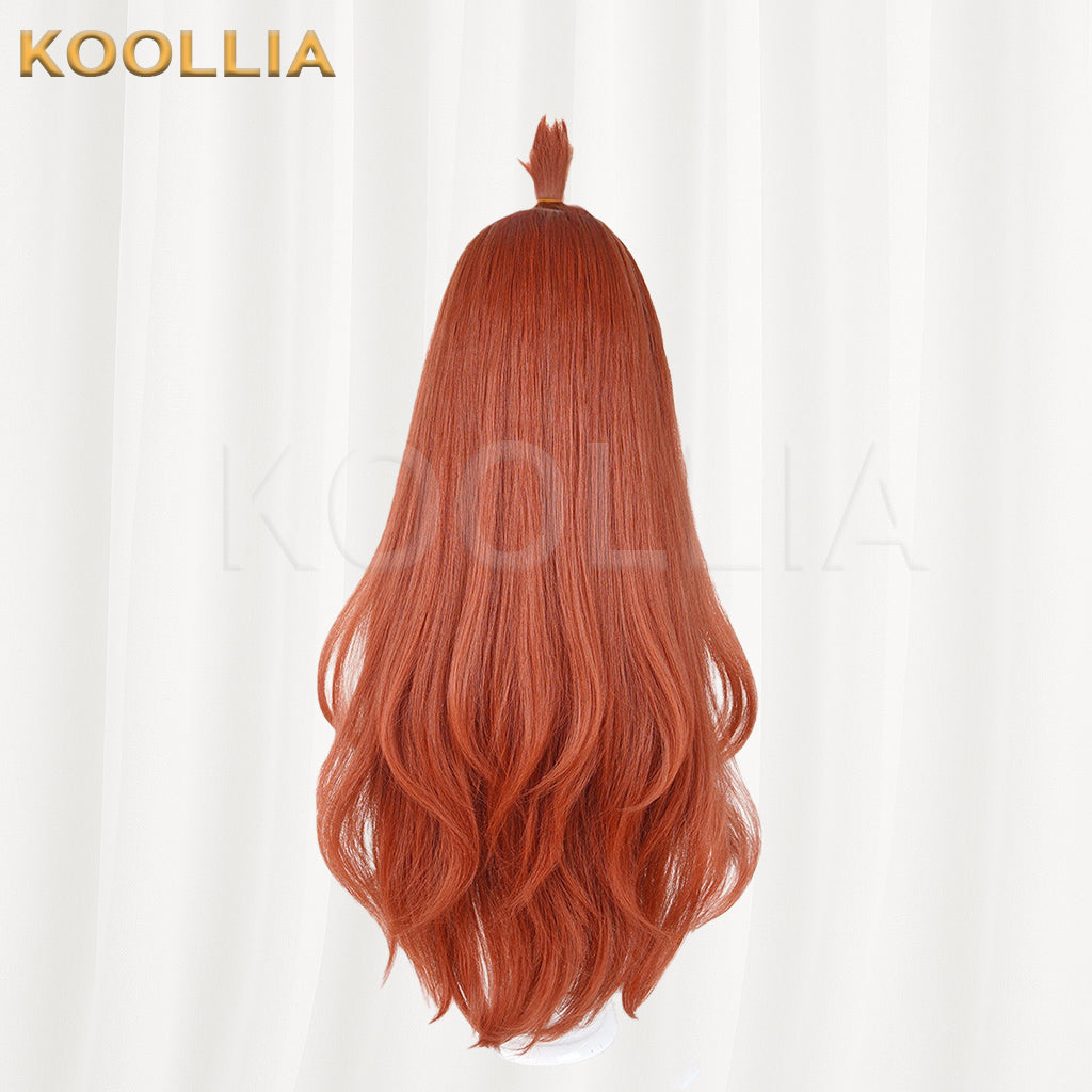 Vtuber Alko NikoNeko Wig Warm Caramel Reddish‑Brown Extra‑Long Big Wave Curly Hair Edge‑Wrapped Hairline Basic Wig