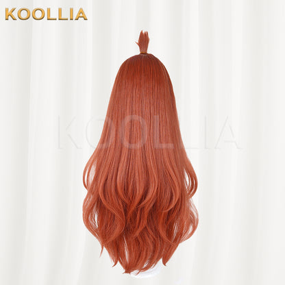 Vtuber Alko NikoNeko Wig Warm Caramel Reddish‑Brown Extra‑Long Big Wave Curly Hair Edge‑Wrapped Hairline Basic Wig