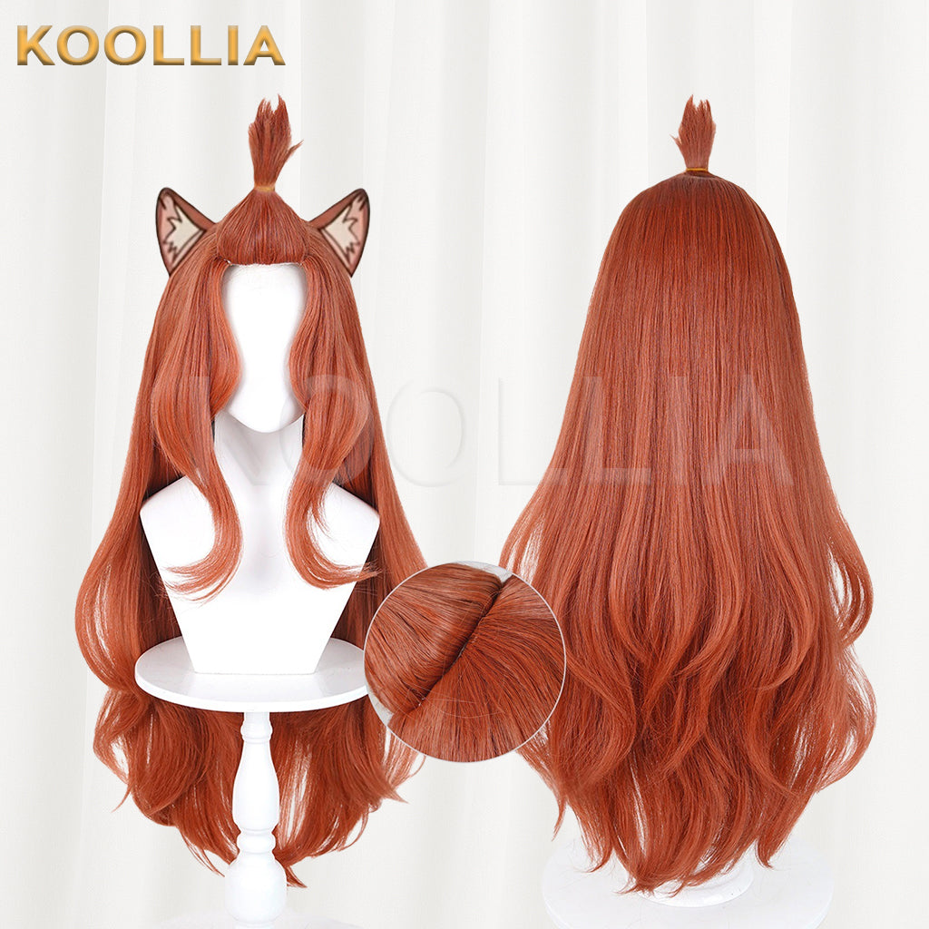Vtuber Alko NikoNeko Wig Warm Caramel Reddish‑Brown Extra‑Long Big Wave Curly Hair Edge‑Wrapped Hairline Basic Wig