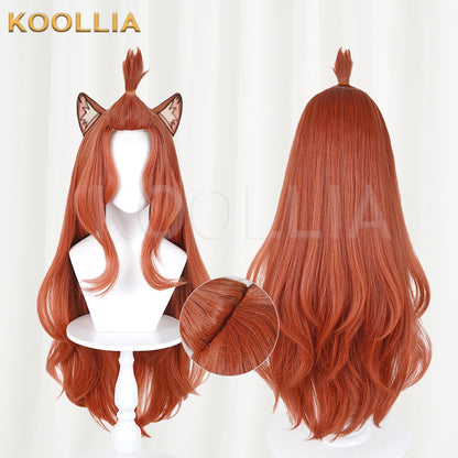 Vtuber Alko NikoNeko Wig Warm Caramel Reddish‑Brown Extra‑Long Big Wave Curly Hair Edge‑Wrapped Hairline Basic Wig