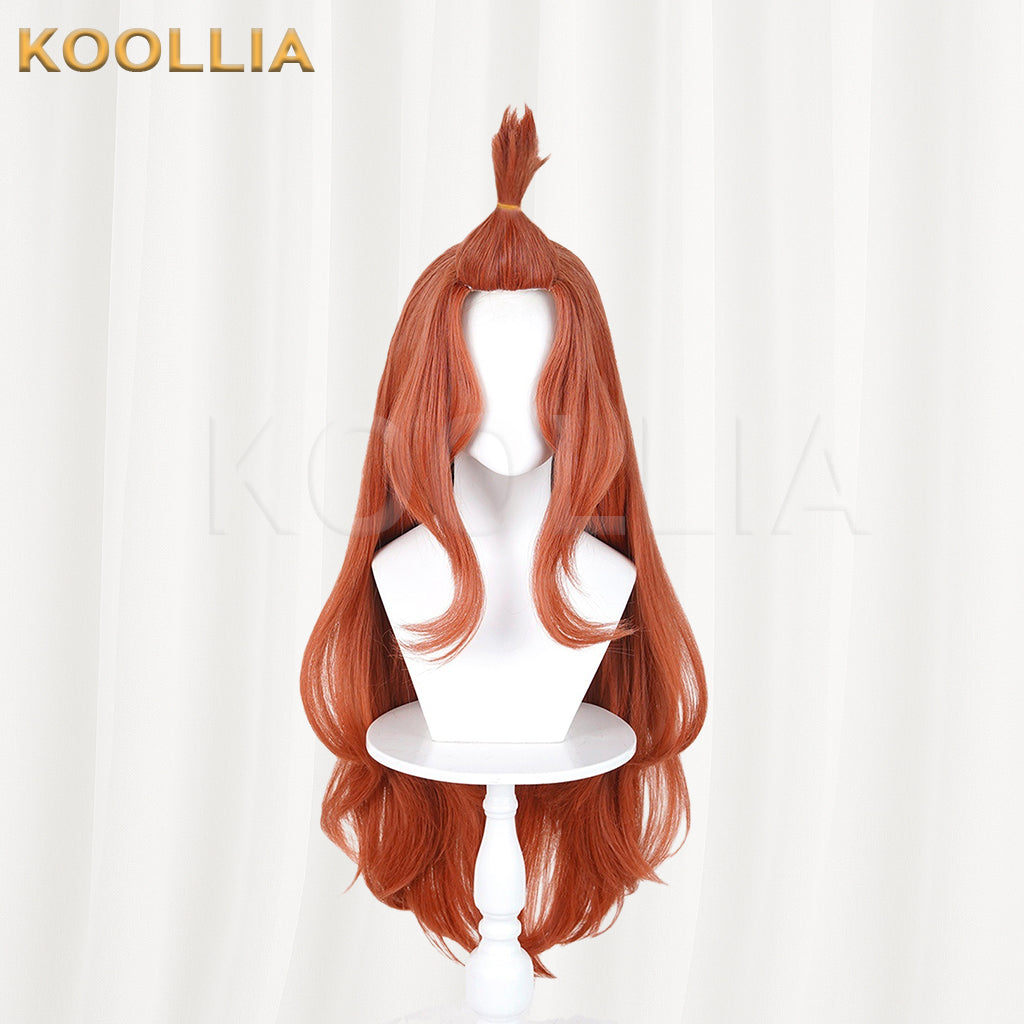 Vtuber Alko NikoNeko Wig Warm Caramel Reddish‑Brown Extra‑Long Big Wave Curly Hair Edge‑Wrapped Hairline Basic Wig
