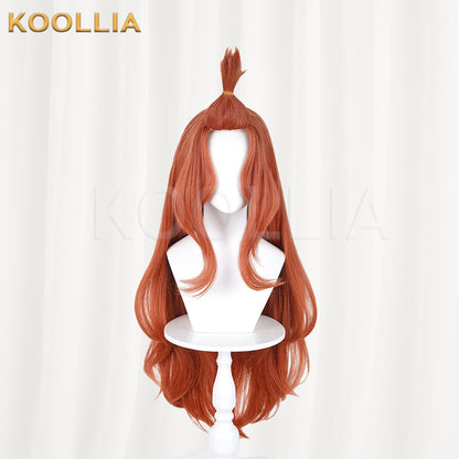 Vtuber Alko NikoNeko Wig Warm Caramel Reddish‑Brown Extra‑Long Big Wave Curly Hair Edge‑Wrapped Hairline Basic Wig