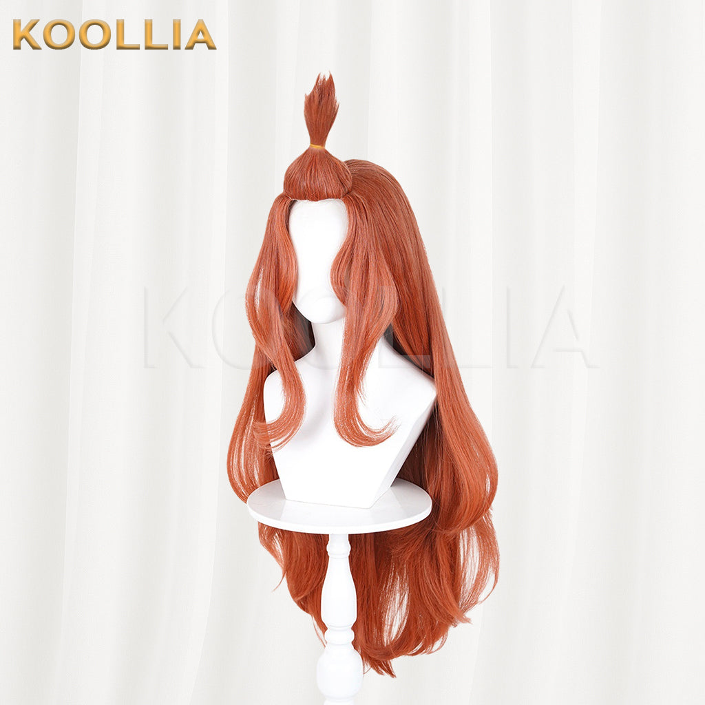Vtuber Alko NikoNeko Wig Warm Caramel Reddish‑Brown Extra‑Long Big Wave Curly Hair Edge‑Wrapped Hairline Basic Wig