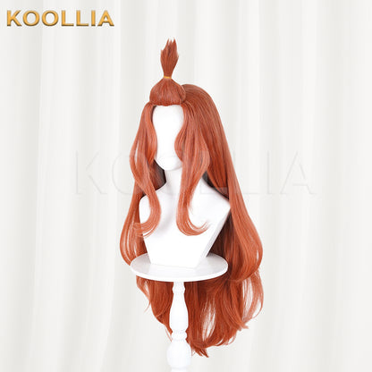 Vtuber Alko NikoNeko Wig Warm Caramel Reddish‑Brown Extra‑Long Big Wave Curly Hair Edge‑Wrapped Hairline Basic Wig