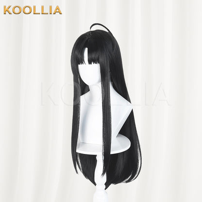 GIRLS BAND CRY Awa Subaru Wig Jet Black Realistic Scalp Top Extra‑long Straight Wig With Ahoge Basic Wig