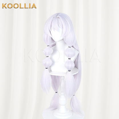 Puella Magi Madoka Magica Walpurgisnacht Rising Bebe Wig Pale Lavender‑White Realistic Scalp Top Thick Fluffy Fiber Bubble Twin Tails Basic Wig