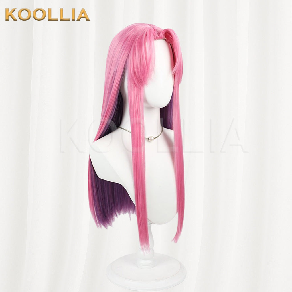 Li Panda Chu Qi Wig Bright‑Pink Outer Deep‑Purple Inner Realistic Scalp Top Extra‑Long Straight Two‑Tone Basic Wig