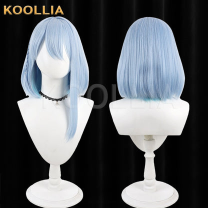 Shadowverse Dretsyn Wig Light‑Ice‑Blue Outer Clear‑Lake‑Blue Inner Realistic Scalp Top Shoulder‑Length Bob With Side Plait Basic Wig