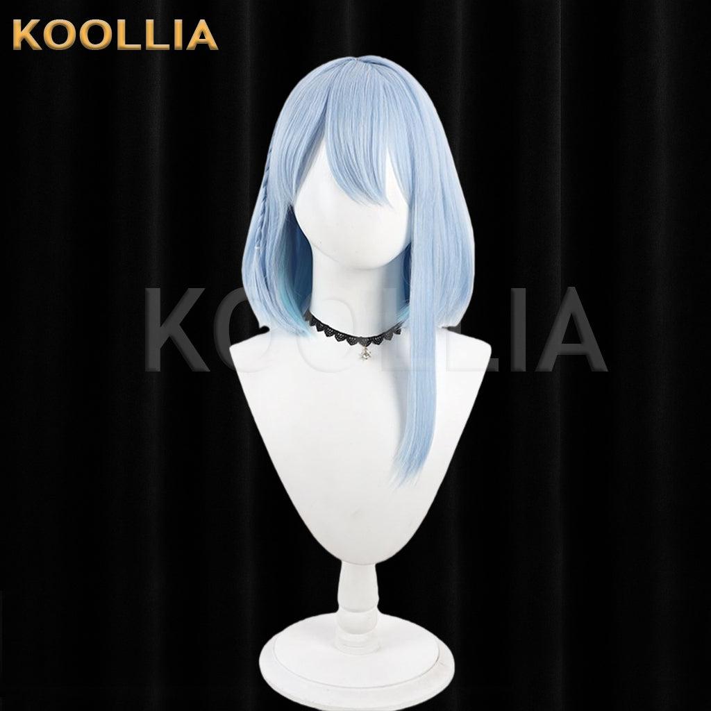 Shadowverse Dretsyn Wig Light‑Ice‑Blue Outer Clear‑Lake‑Blue Inner Realistic Scalp Top Shoulder‑Length Bob With Side Plait Basic Wig