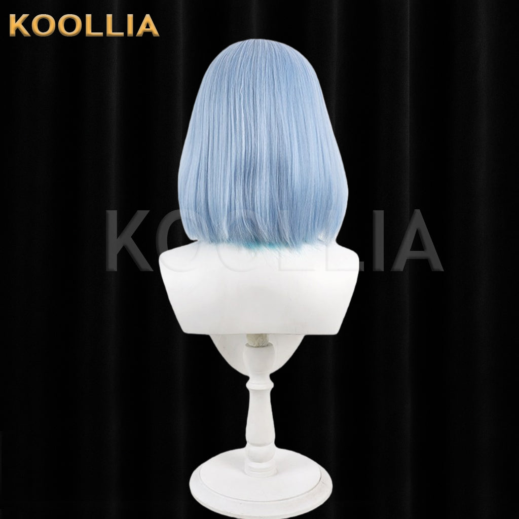 Shadowverse Dretsyn Wig Light‑Ice‑Blue Outer Clear‑Lake‑Blue Inner Realistic Scalp Top Shoulder‑Length Bob With Side Plait Basic Wig