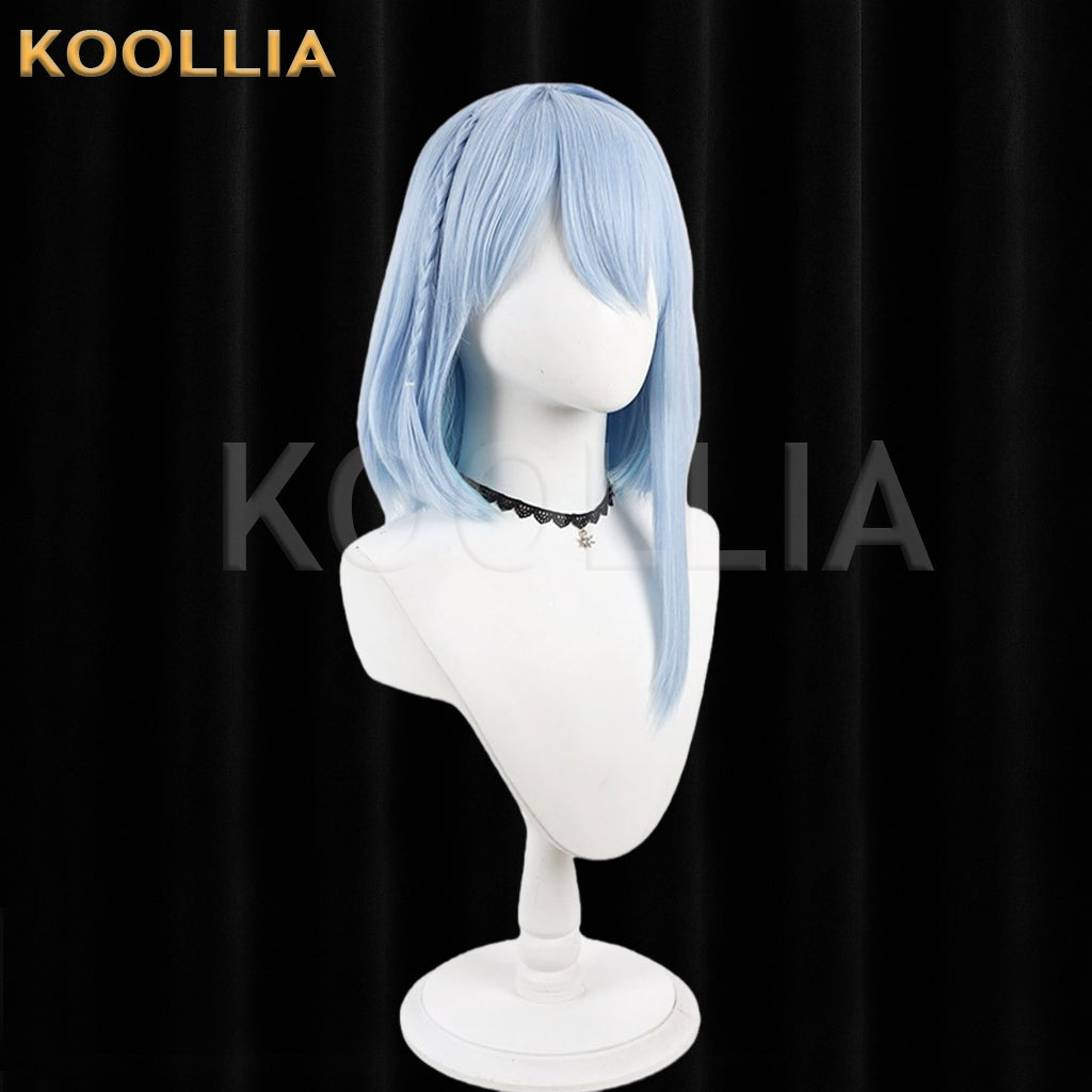 Shadowverse Dretsyn Wig Light‑Ice‑Blue Outer Clear‑Lake‑Blue Inner Realistic Scalp Top Shoulder‑Length Bob With Side Plait Basic Wig