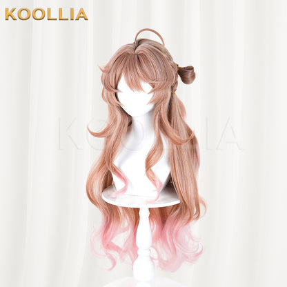 Arknights Eyjafjalla Wig Golden‑Brown To Pink Gradient Realistic Scalp Top Extra‑Long Big‑wave Curly Hair Basic Wig