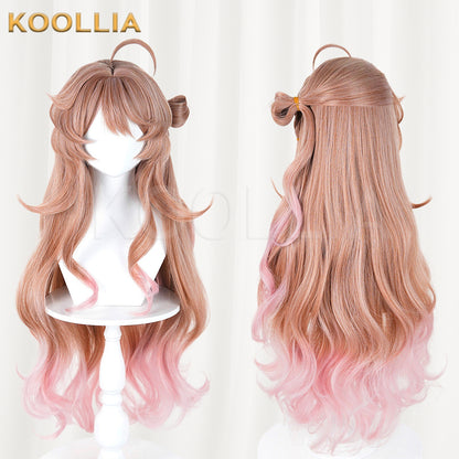 Arknights Eyjafjalla Wig Golden‑Brown To Pink Gradient Realistic Scalp Top Extra‑Long Big‑wave Curly Hair Basic Wig