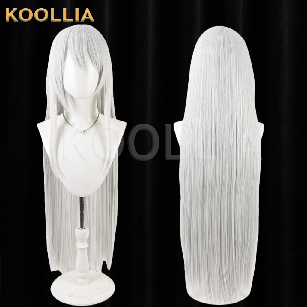 NIJISANJI Higuchi Kaede Wig Cool Silver‑White Realistic Scalp Top Extra‑Long Straight Wig Basic Wig
