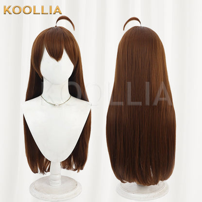 Lobotomy Corporation Hod Wig Warm Reddish‑Brown Realistic Scalp Top Medium‑Long Straight With Ahoge Basic Wig