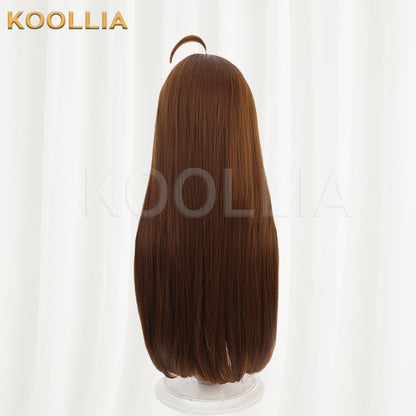Lobotomy Corporation Hod Wig Warm Reddish‑Brown Realistic Scalp Top Medium‑Long Straight With Ahoge Basic Wig