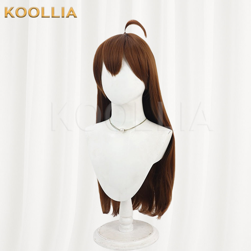 Lobotomy Corporation Hod Wig Warm Reddish‑Brown Realistic Scalp Top Medium‑Long Straight With Ahoge Basic Wig