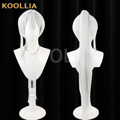 NIJISANJI Higuchi Kaede Wig Cool Silver‑White Realistic Scalp Top Extra‑Long Straight Wig Basic Wig
