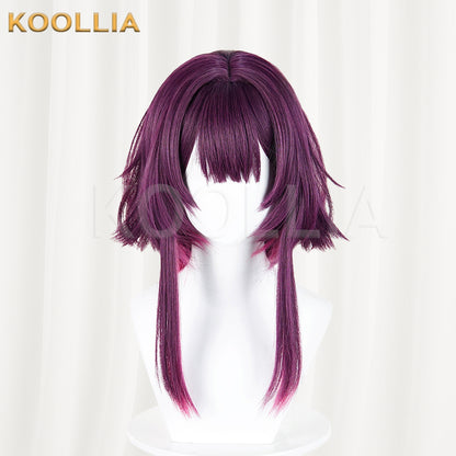 Onmyoji Kagura Morning Dew Blossom Ver. Wig Deep Purple Magenta‑Pink Gradient Realistic Scalp Top Short Wig Basic Wig