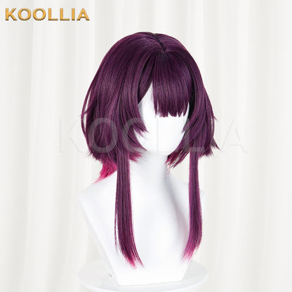 Onmyoji Kagura Morning Dew Blossom Ver. Wig Deep Purple Magenta‑Pink Gradient Realistic Scalp Top Short Wig Basic Wig