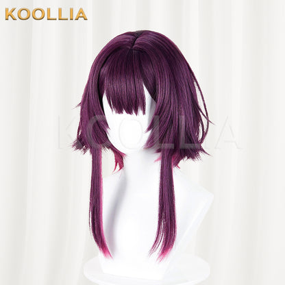 Onmyoji Kagura Morning Dew Blossom Ver. Wig Deep Purple Magenta‑Pink Gradient Realistic Scalp Top Short Wig Basic Wig