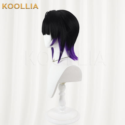 Blue Archive Kakehashi Sub Wig Black With Purple Gradient Tips Small High Ponytail Basic Wig