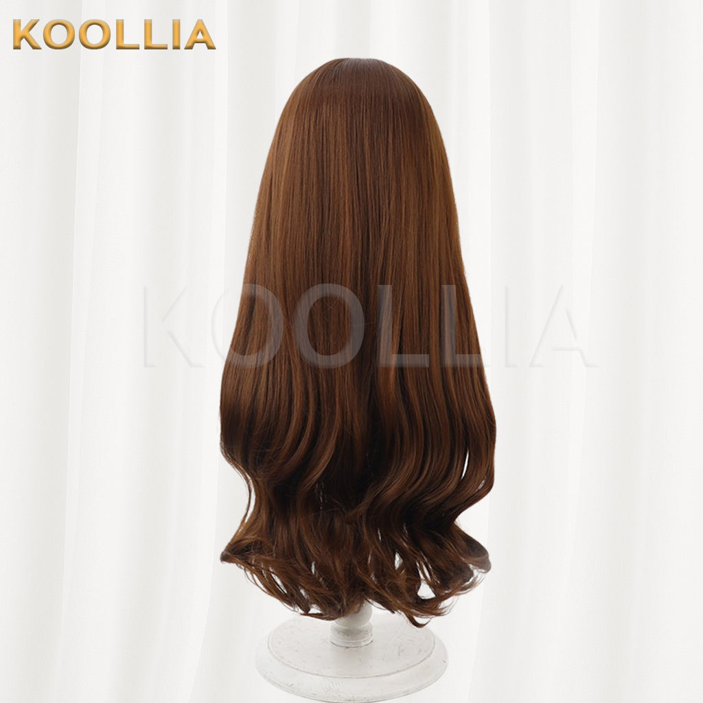 Fate EXTRA Hakuno Kishinami Wig Warm Tea‑Brown Realistic Scalp Top Medium‑Length Big Wavy Curls Basic Wig