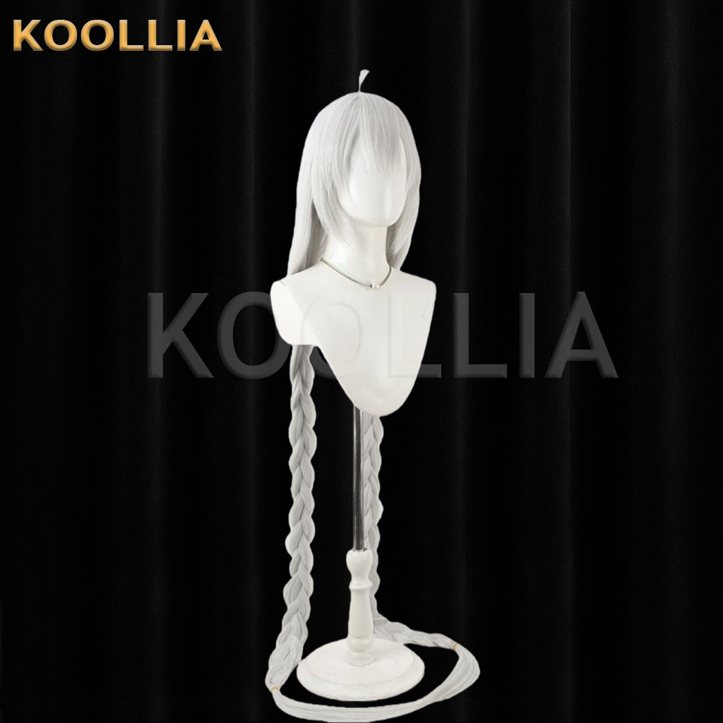 VOCALOID Kizuna Akari Wig Silvery Light Gray‑White Realistic Scalp Top Extra‑Long Thick Double Braids Basic Wig