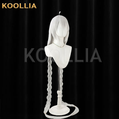 VOCALOID Kizuna Akari Wig Silvery Light Gray‑White Realistic Scalp Top Extra‑Long Thick Double Braids Basic Wig