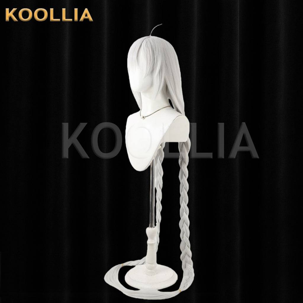 VOCALOID Kizuna Akari Wig Silvery Light Gray‑White Realistic Scalp Top Extra‑Long Thick Double Braids Basic Wig