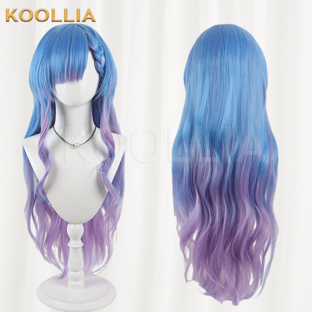 Kugayama Shiori's Death Notebook Kugayama Shiori Wig Blue Purple Gradient Realistic Scalp Top Long Wavy Curly Wig Basic Wig