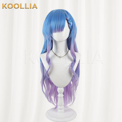 Kugayama Shiori's Death Notebook Kugayama Shiori Wig Blue Purple Gradient Realistic Scalp Top Long Wavy Curly Wig Basic Wig