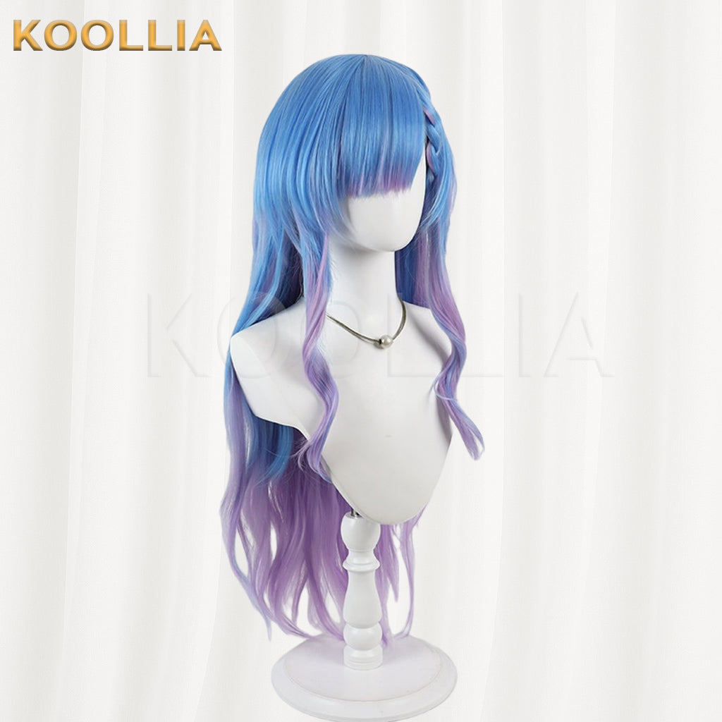 Kugayama Shiori's Death Notebook Kugayama Shiori Wig Blue Purple Gradient Realistic Scalp Top Long Wavy Curly Wig Basic Wig