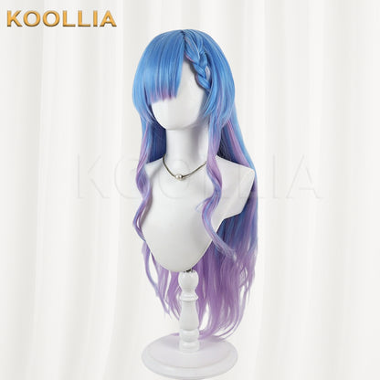 Kugayama Shiori's Death Notebook Kugayama Shiori Wig Blue Purple Gradient Realistic Scalp Top Long Wavy Curly Wig Basic Wig
