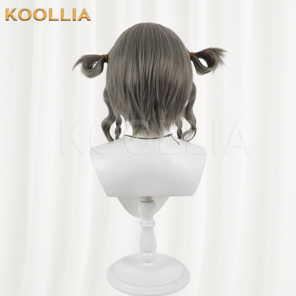Project Sekai Colorful Stage Kusanagi Nene Wig Grey‑Tea Brown Realistic Scalp Top Double Braids With Side Loop Pigtails Basic Wig