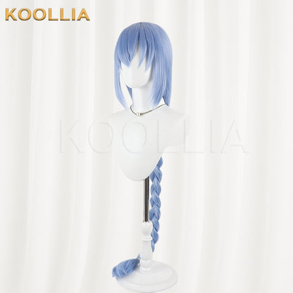 Star Engine Party Lan Haiqing Wig Ice‑mist Light Blue Realistic Scalp Top Pre‑braided Extra‑long Thick Braid Basic Wig