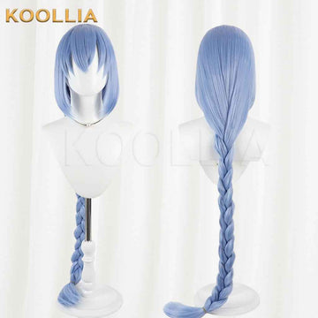 Star Engine Party Lan Haiqing Wig Ice‑mist Light Blue Realistic Scalp Top Pre‑braided Extra‑long Thick Braid Basic Wig