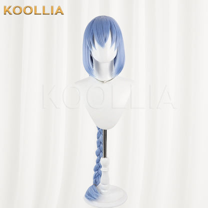 Star Engine Party Lan Haiqing Wig Ice‑mist Light Blue Realistic Scalp Top Pre‑braided Extra‑long Thick Braid Basic Wig