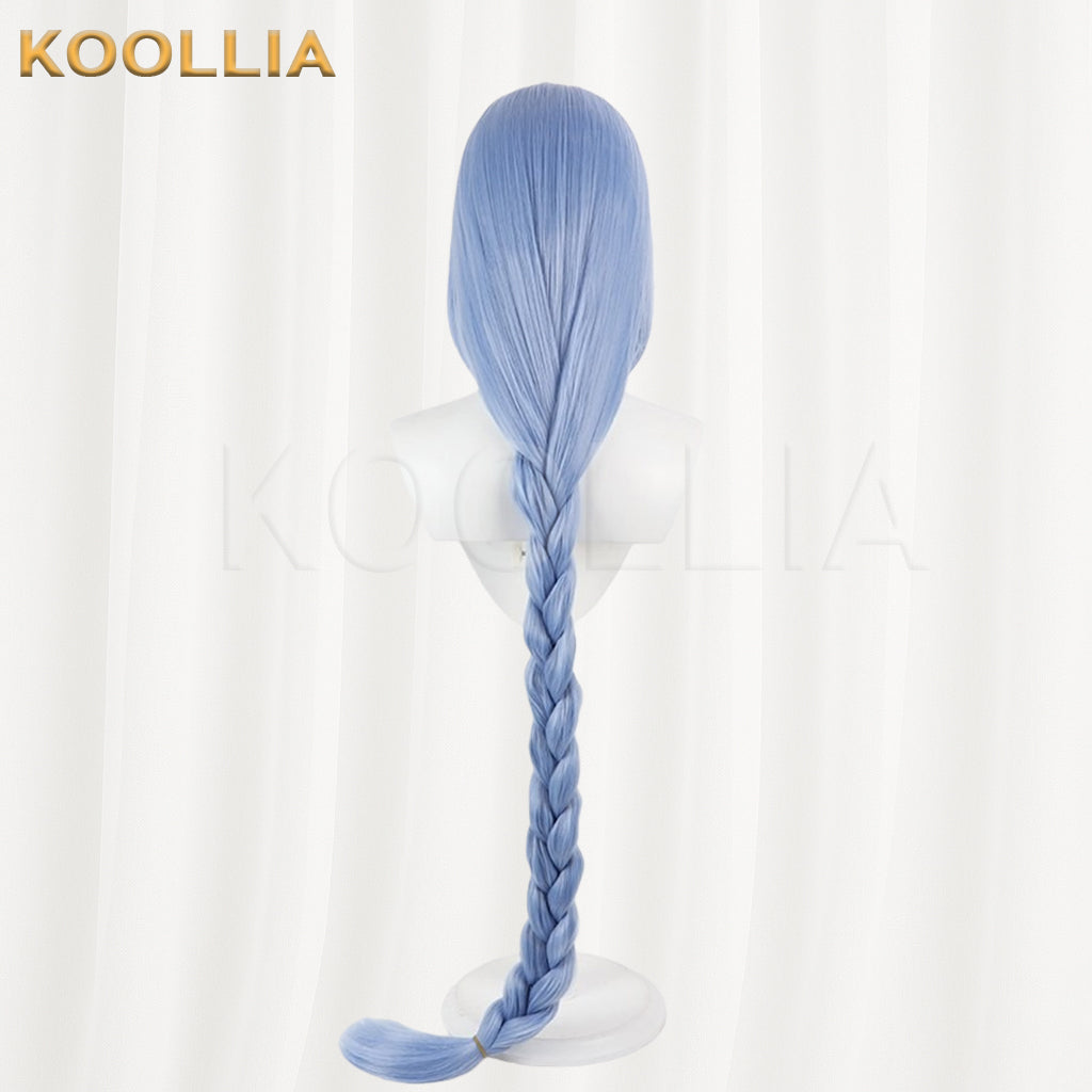 Star Engine Party Lan Haiqing Wig Ice‑mist Light Blue Realistic Scalp Top Pre‑braided Extra‑long Thick Braid Basic Wig