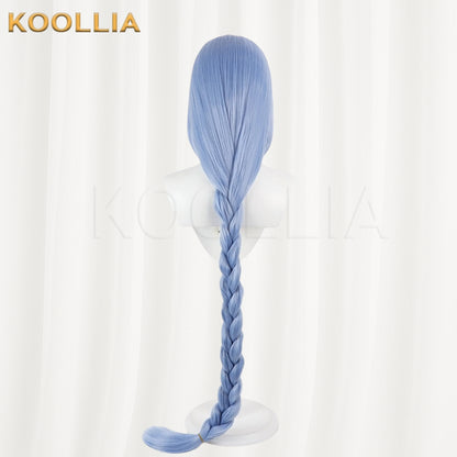 Star Engine Party Lan Haiqing Wig Ice‑mist Light Blue Realistic Scalp Top Pre‑braided Extra‑long Thick Braid Basic Wig