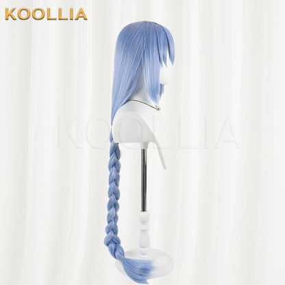 Star Engine Party Lan Haiqing Wig Ice‑mist Light Blue Realistic Scalp Top Pre‑braided Extra‑long Thick Braid Basic Wig