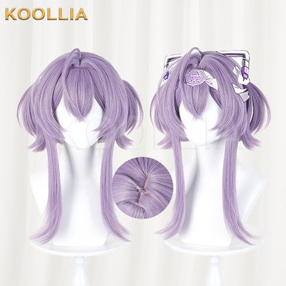 Goddess of Victory NIKKE Liberelio Wig Lavender Light Purple Realistic Scalp Top Integrated Short Double Bun Wig Basic Wig