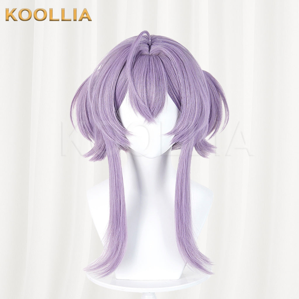 Goddess of Victory NIKKE Liberelio Wig Lavender Light Purple Realistic Scalp Top Integrated Short Double Bun Wig Basic Wig